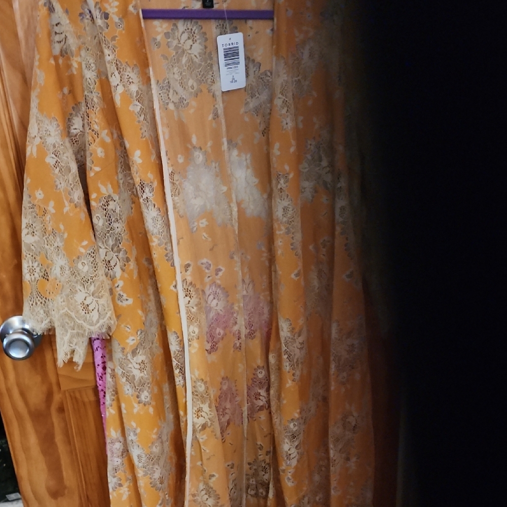 Torrid Gold Lace Maxi Kimono